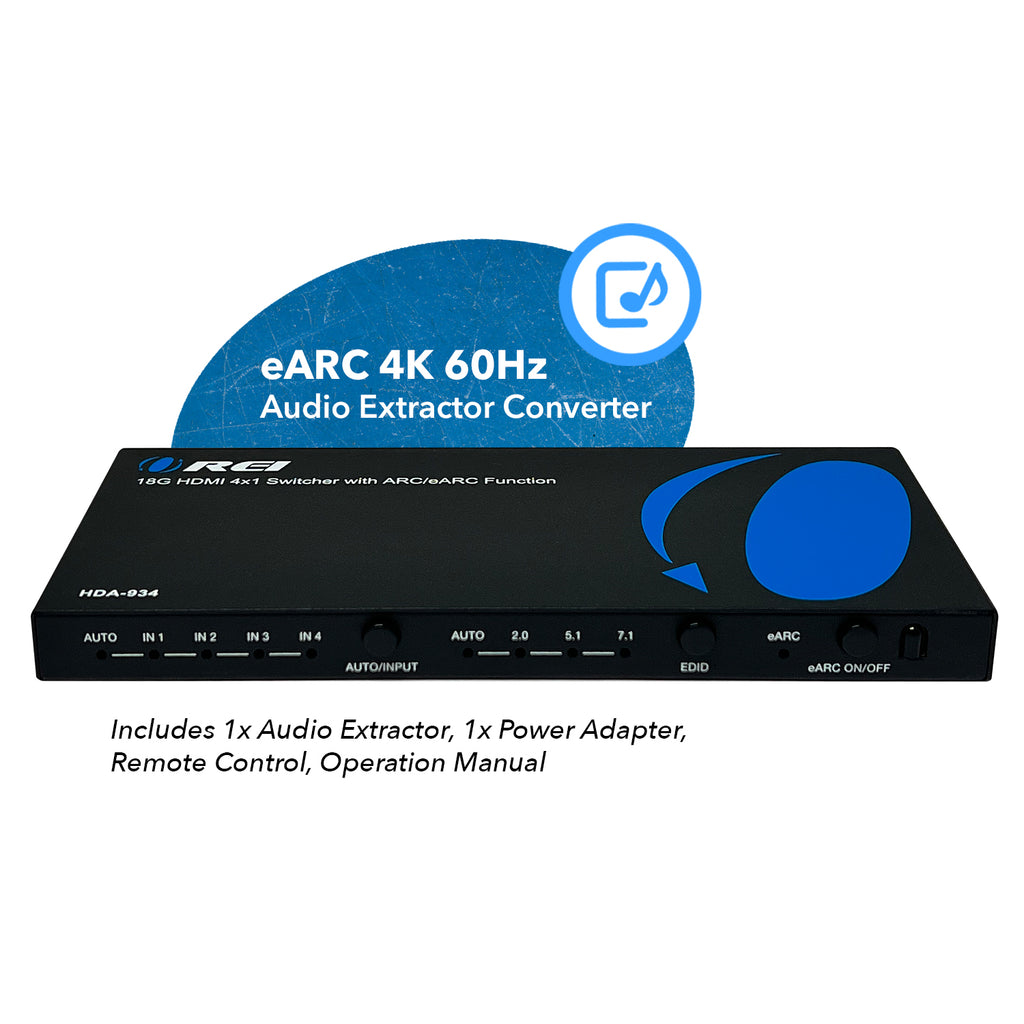 4K HDMI Audio Extractor Switch With ARC/eARC and EDID management (HDA-934)