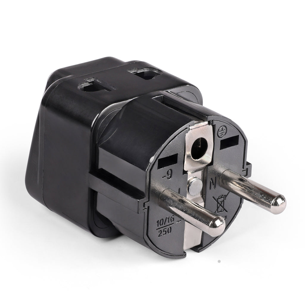 Germany, France Travel Adapter - 2 in 1 - Type E/F - Compact Design (DB-9)
