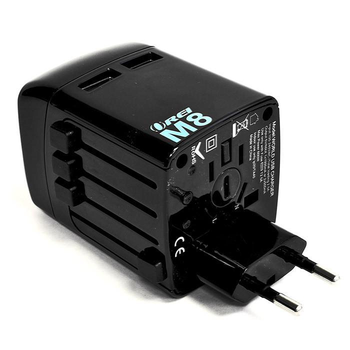 Travel Plug Adapter International World Wide Use with Dual USB Charger - Works in Europe, Asia, Africa, Central America, Japan in Over 150 Countries - Travel Mate