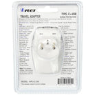 OREI 3 in 1 Continental Europe Travel Adapter Plug with USB and Surge Protection - Type C - Turkey, Italy & More