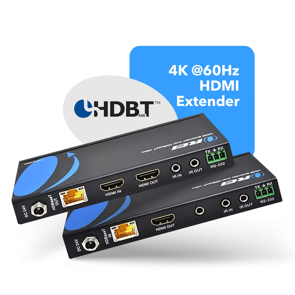 OREI HDBaseT 4K 60Hz HDMI Extender over Cat5e/6 Ethernet LAN cable - Up to 115 Ft - IR, CEC, RS-232, PoC (EX-115UHD-K)