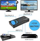 2x2 HDMI Matrix Switch/Splitter Ultra HD 4K with Remote Control (HD-202) - OREI.COM