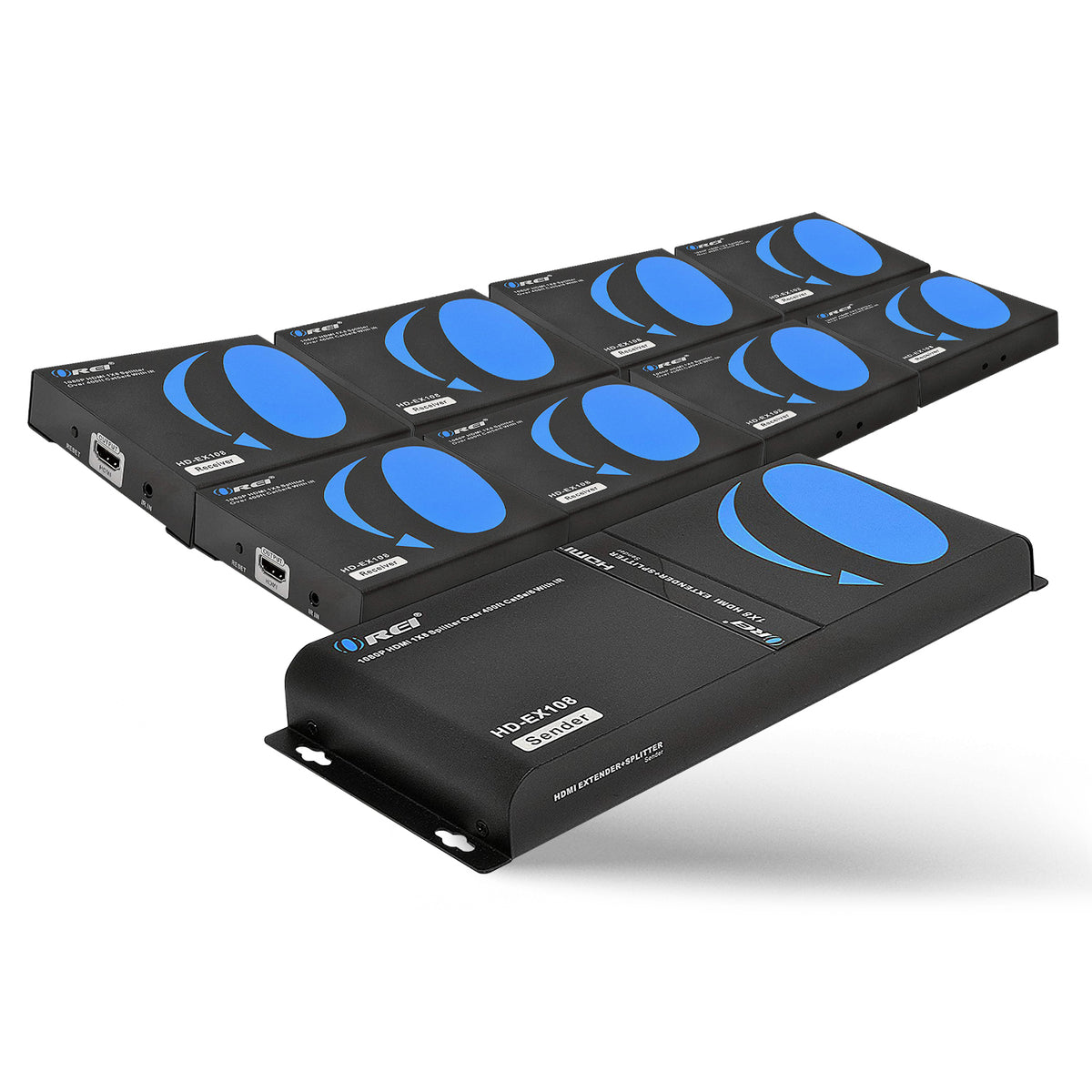 1x8 HDMI Extender Splitter Over CAT6/6a/7 Up to 400 Ft 1080p (HDEX108