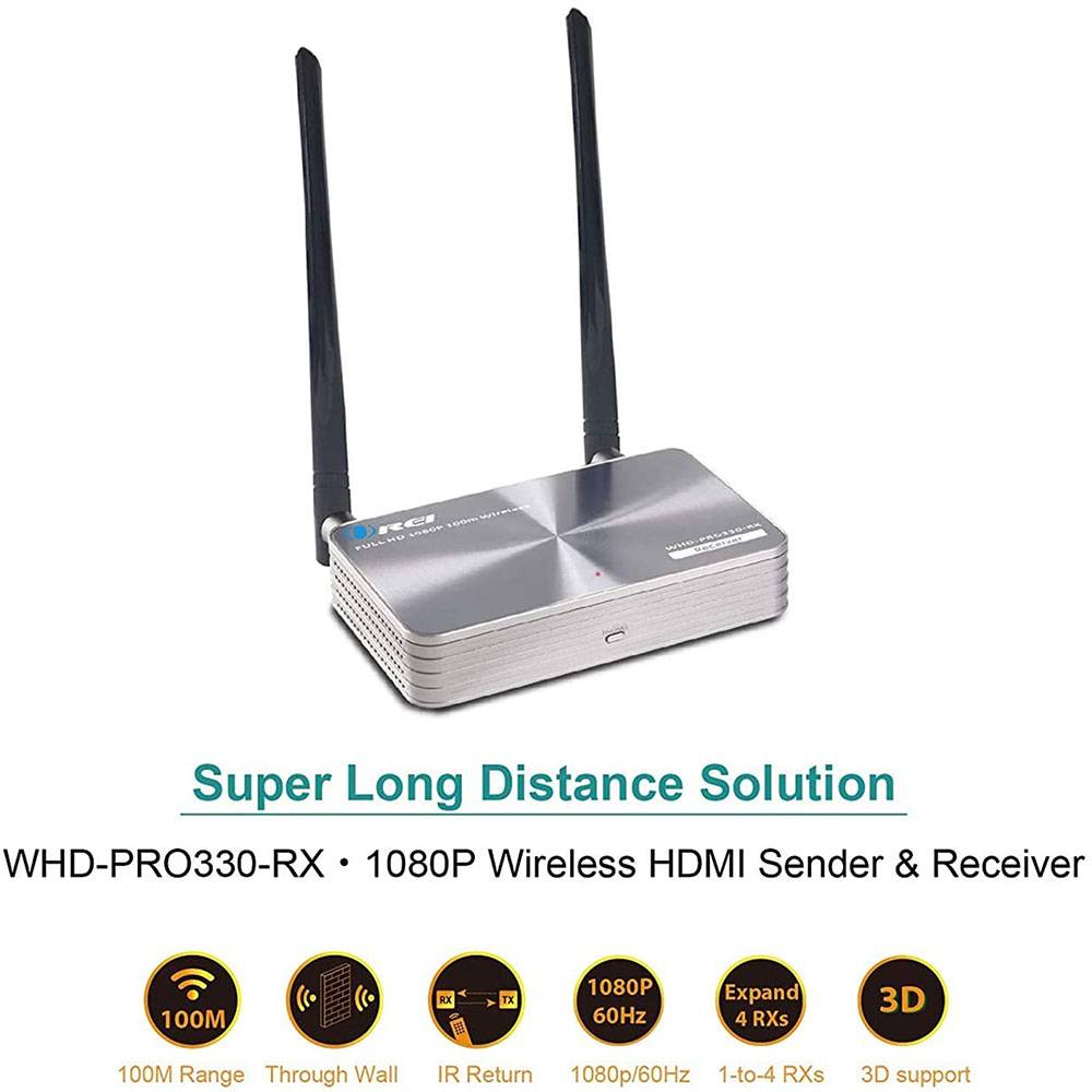 Wireless HDMI Transmitter & Receiver Extender upto 330 Feet with IR Blaster 1080P (WHD-PRO330-K)