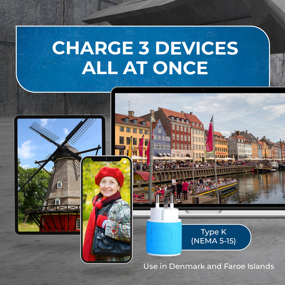 Denmark Travel Adapter - 2 USB - Type K – OREI.COM