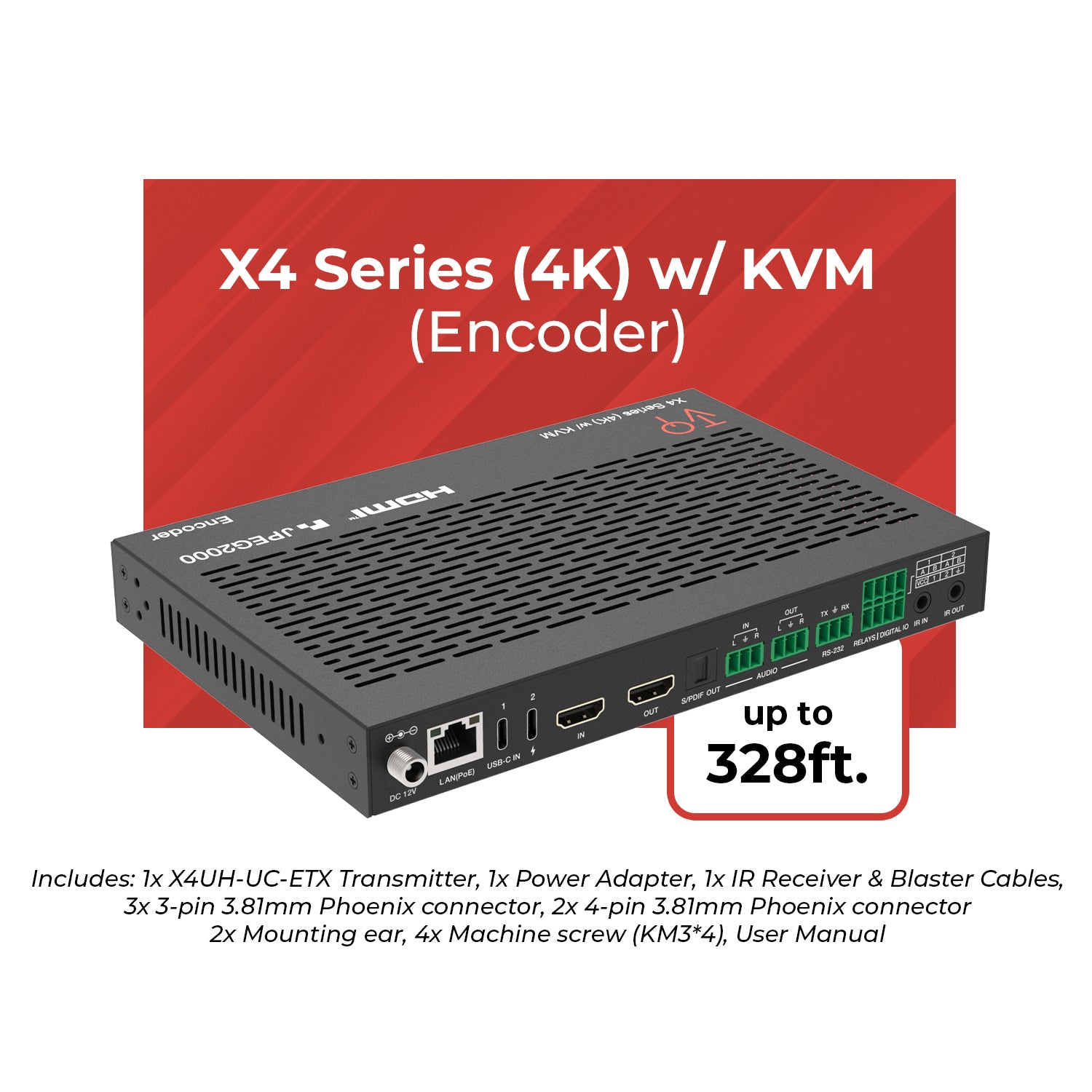 ToVi X4 4K Encoder (Video Wall, KVM, eARC) - X4UH-UC-ETX – OREI.COM