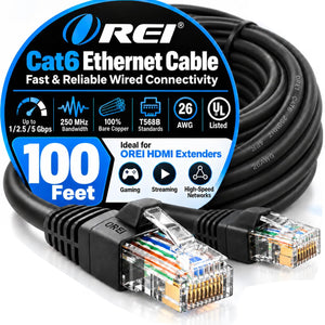 100ft Cat6 UTP Ethernet Cable, RJ45, 5Gbps High-Speed Network Cable (LAN-C6U-100-1-BK)