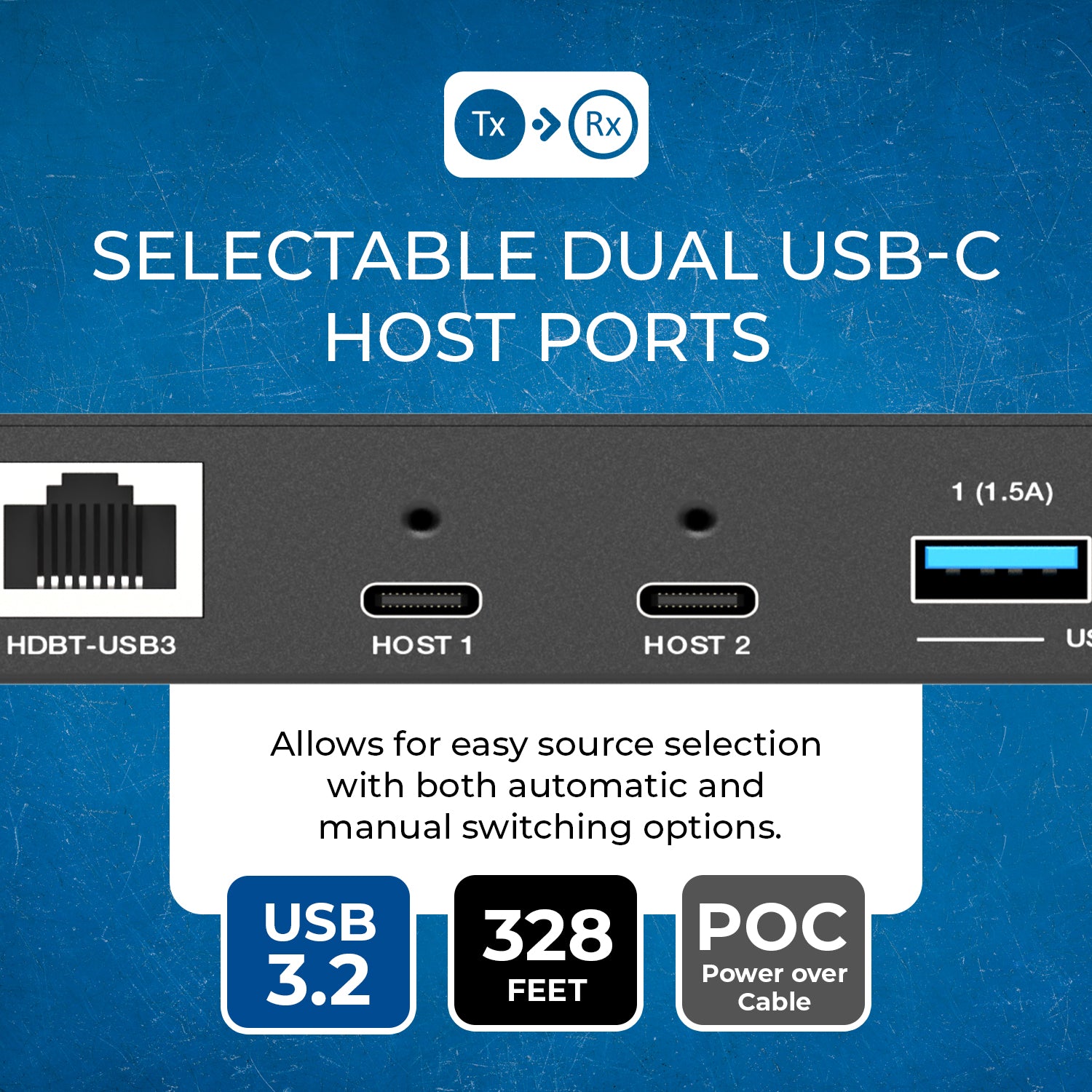 USB 3.2 Extender (Dual HDMI™) - 330ft (Cat6) (USB3-EX2H330R-K