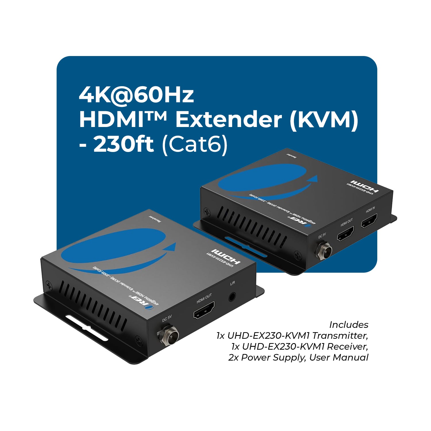 HDMIエクステンダー 4K @ 60Hz 4K@60hz HDMI™ Extender (KVM) - 230ft (Cat6) (UHD-EX230-KVM1