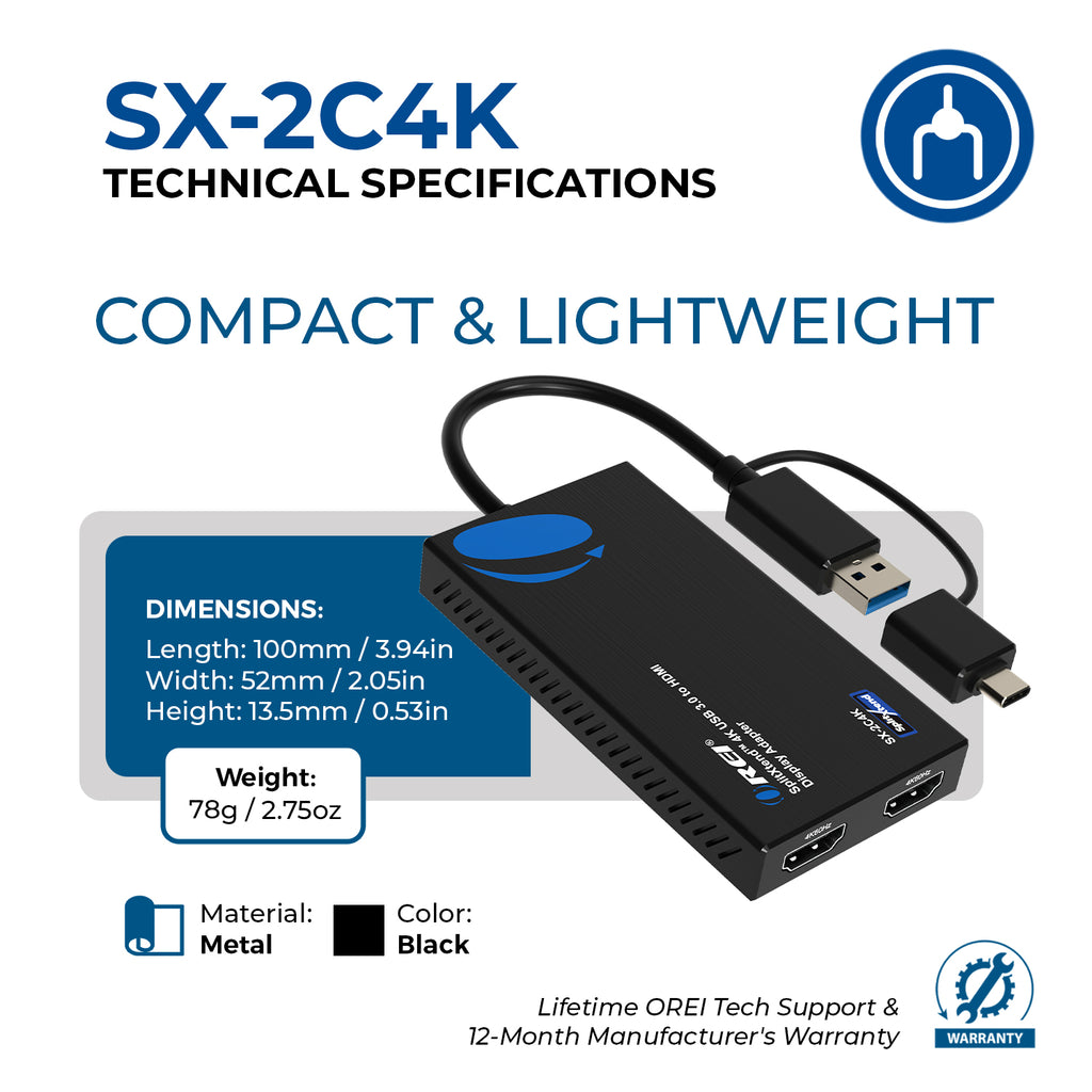 SplitXtend 4K USB 3.0 to HDMI Display Adapter - (SX-2C4K)