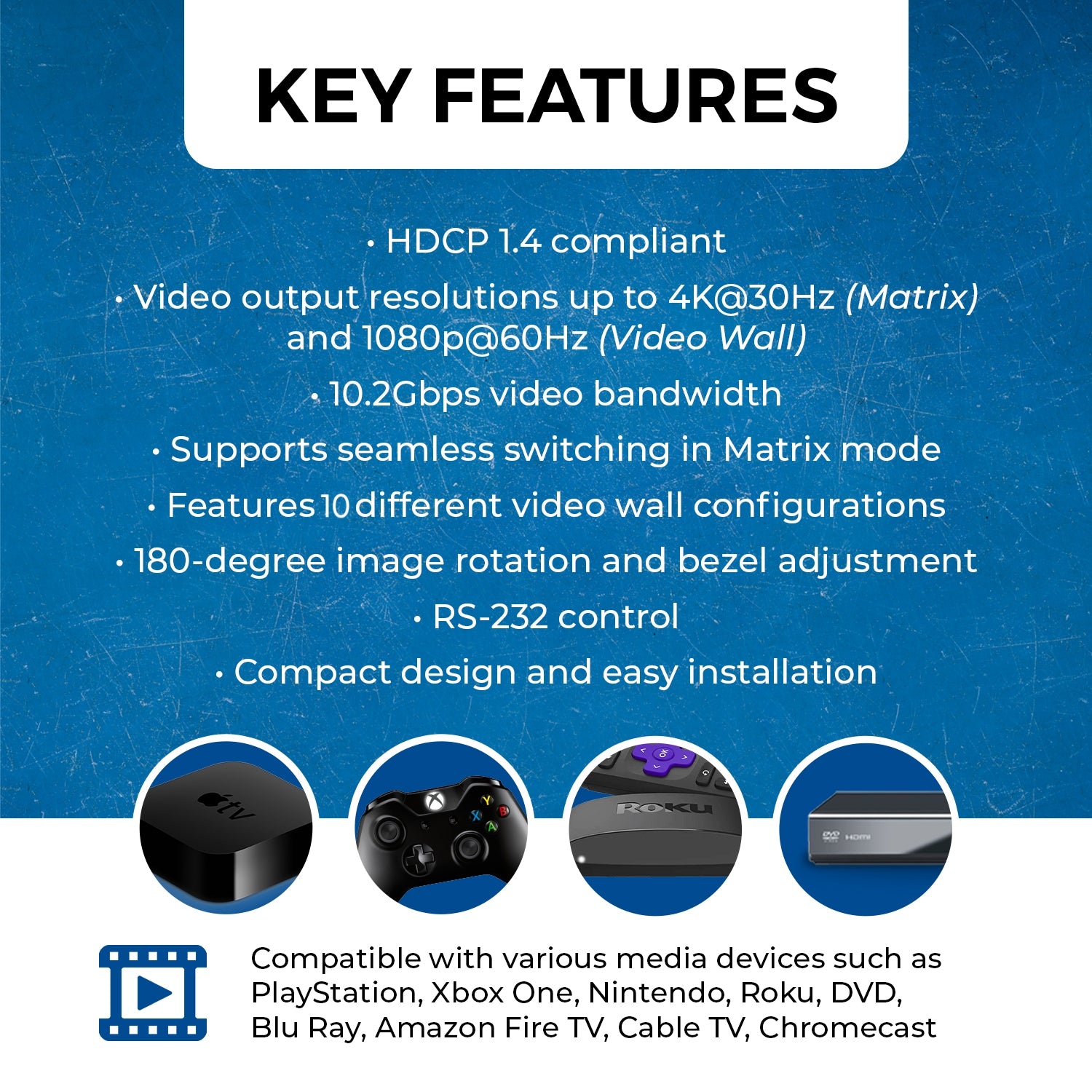 4K@30hz 4x4 HDMI™ Matrix w/ Video Wall (Seamless)-HDS-404VW – OREI.COM