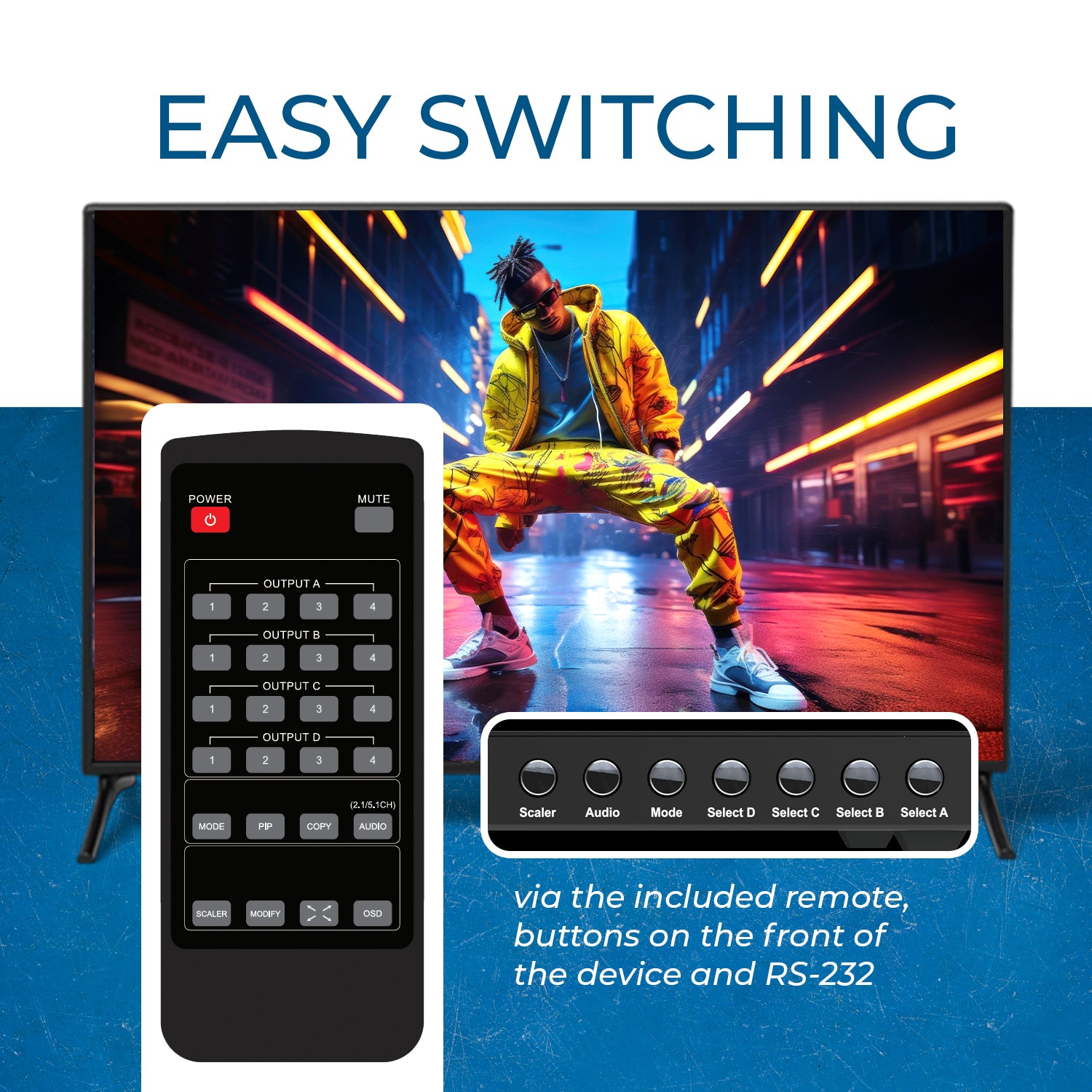 4K@30Hz 4x4 HDMI™ Seamless Matrix w/ Multi Viewer (Audio Extract