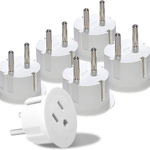 OREI American USA To European Schuko Germany Plug Adapters CE Certified Heavy Duty - 6 Pack (GS20)