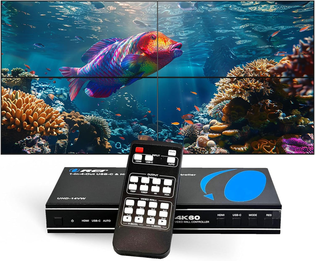 4K 1-In-4-Out USB-C & HDMI™ Video Wall Controller (Audio Extract)-HD-22VW