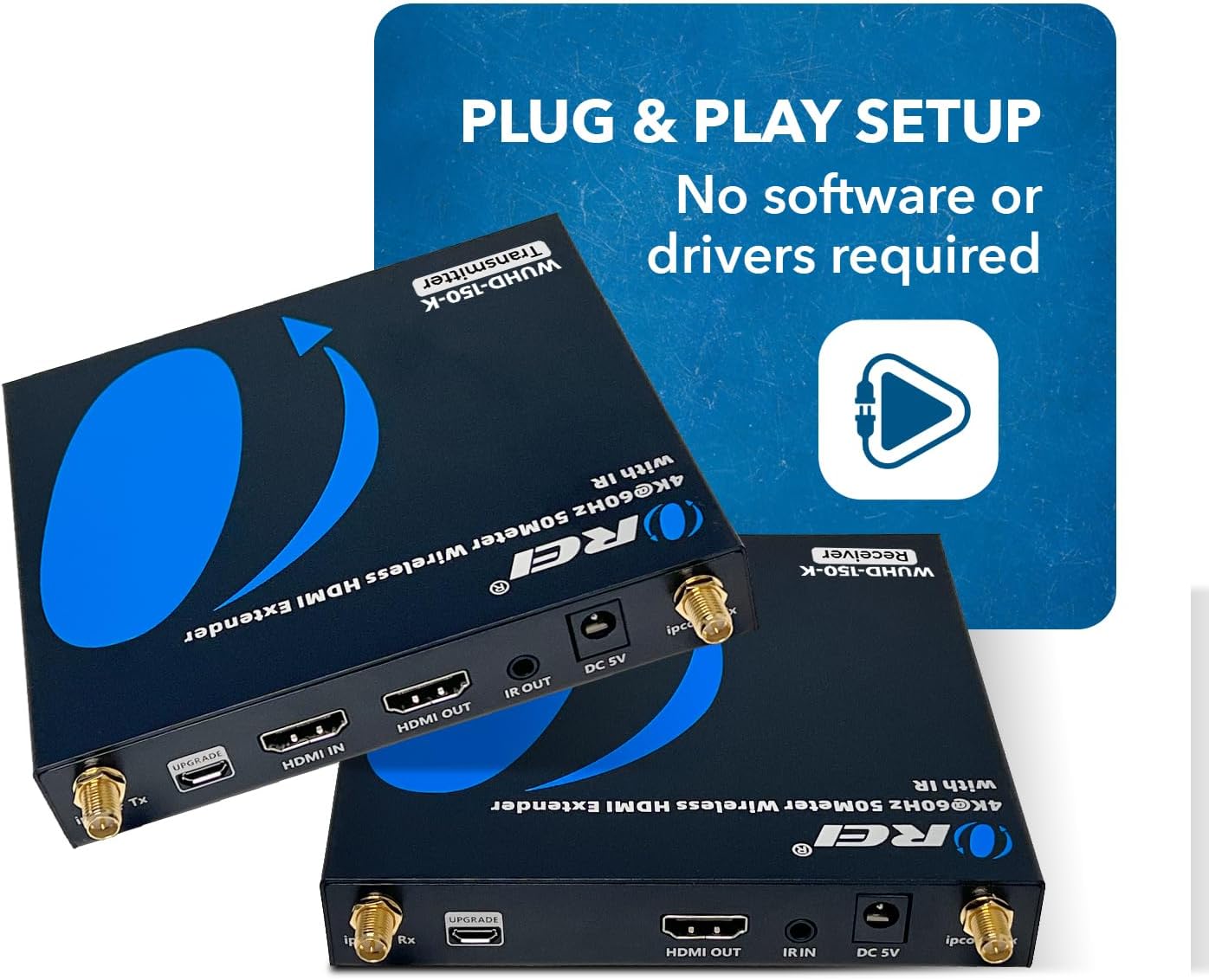4K@60Hz Wireless HDMI™ Extender (Loop, IR) - 165ft (WUHD-150-K