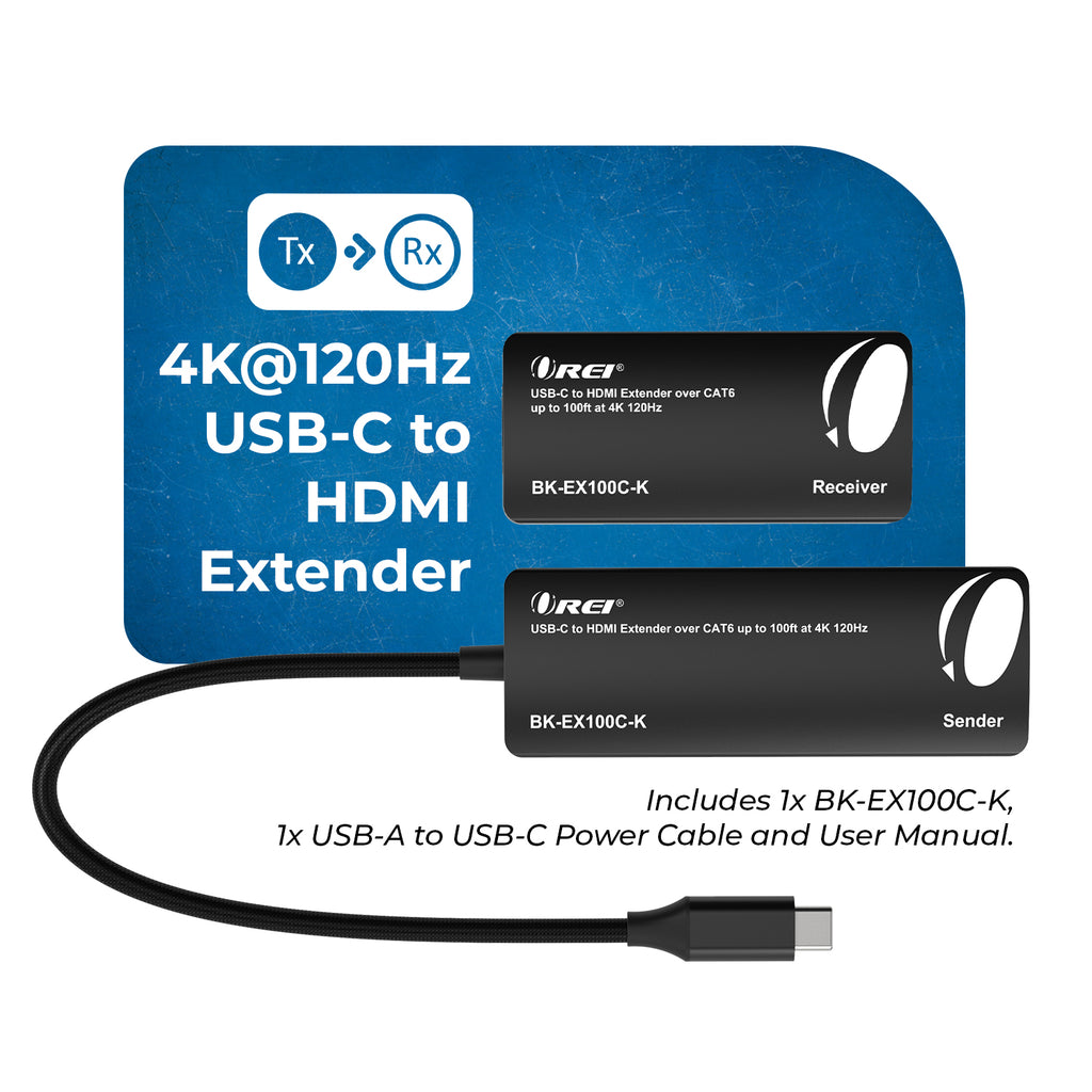 4K@120hz USB-C to HDMI™ Extender - 100ft (cat6)-BK-EX100C-K