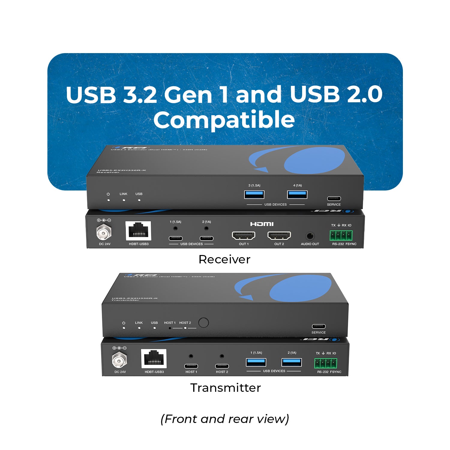 USB 3.2 Extender (Dual HDMI™) - 330ft (Cat6) (USB3-EX2H330R-K
