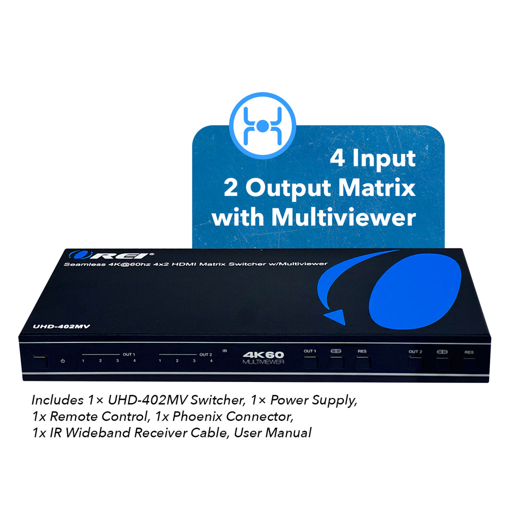 4K@60hz 4x2 HDMI™ Matrix  (Seamless, Audio Extract, MultiView)-UHD-402MV