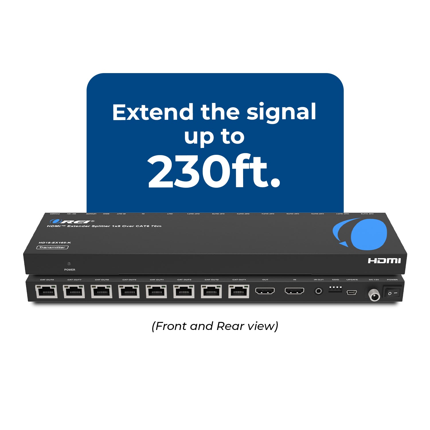 1x8 HDMI Extender Splitter Over CAT6/7, Upto 165 Ft – OREI.COM