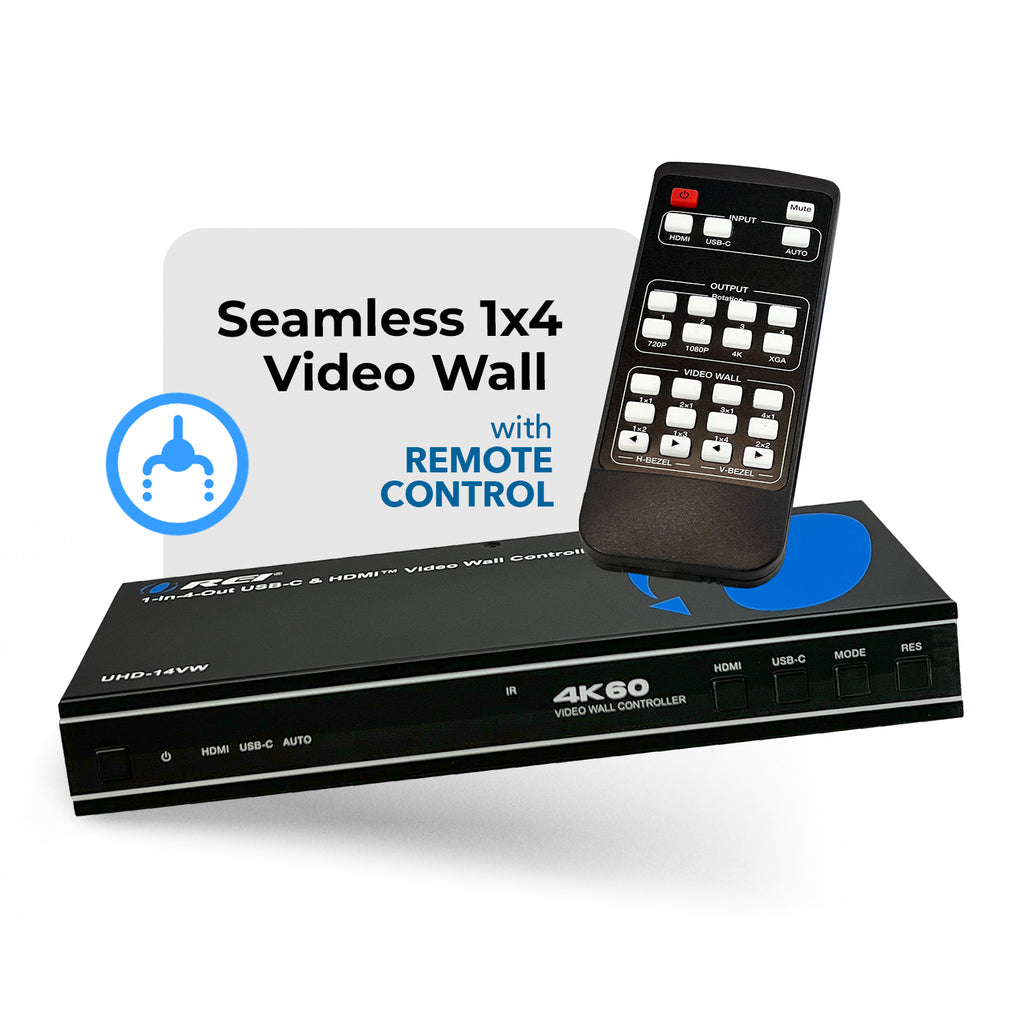 4K 1-In-4-Out USB-C & HDMI™ Video Wall Controller (Audio Extract)-UHD-14VW