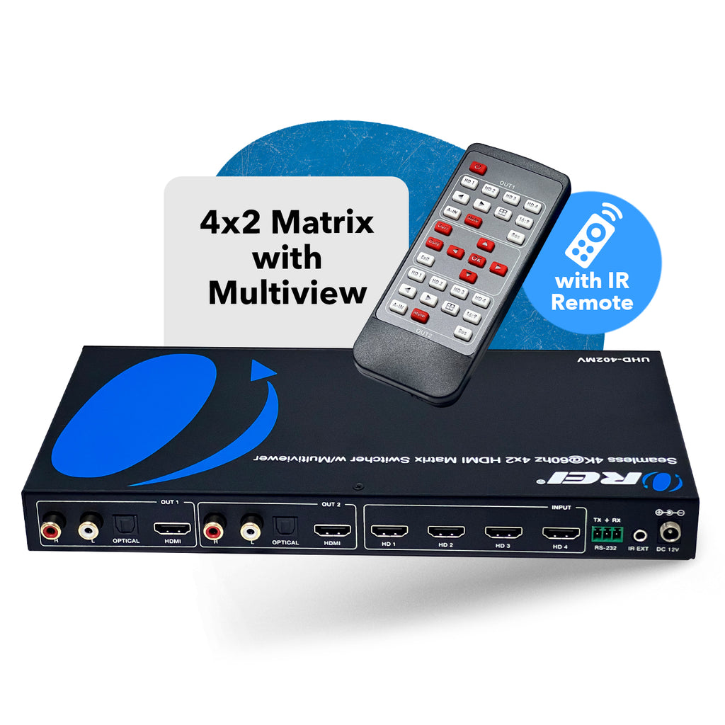 4K@60hz 4x2 HDMI™ Matrix  (Seamless, Audio Extract, MultiView)-UHD-402MV