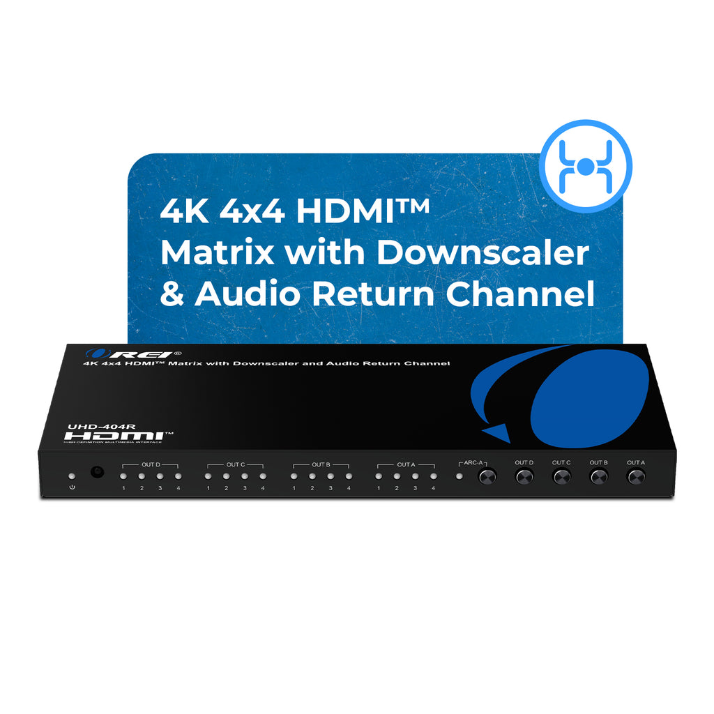 4K@60Hz 4x4 HDMI Matrix with RS-232 and Downscale (UHD-404R)