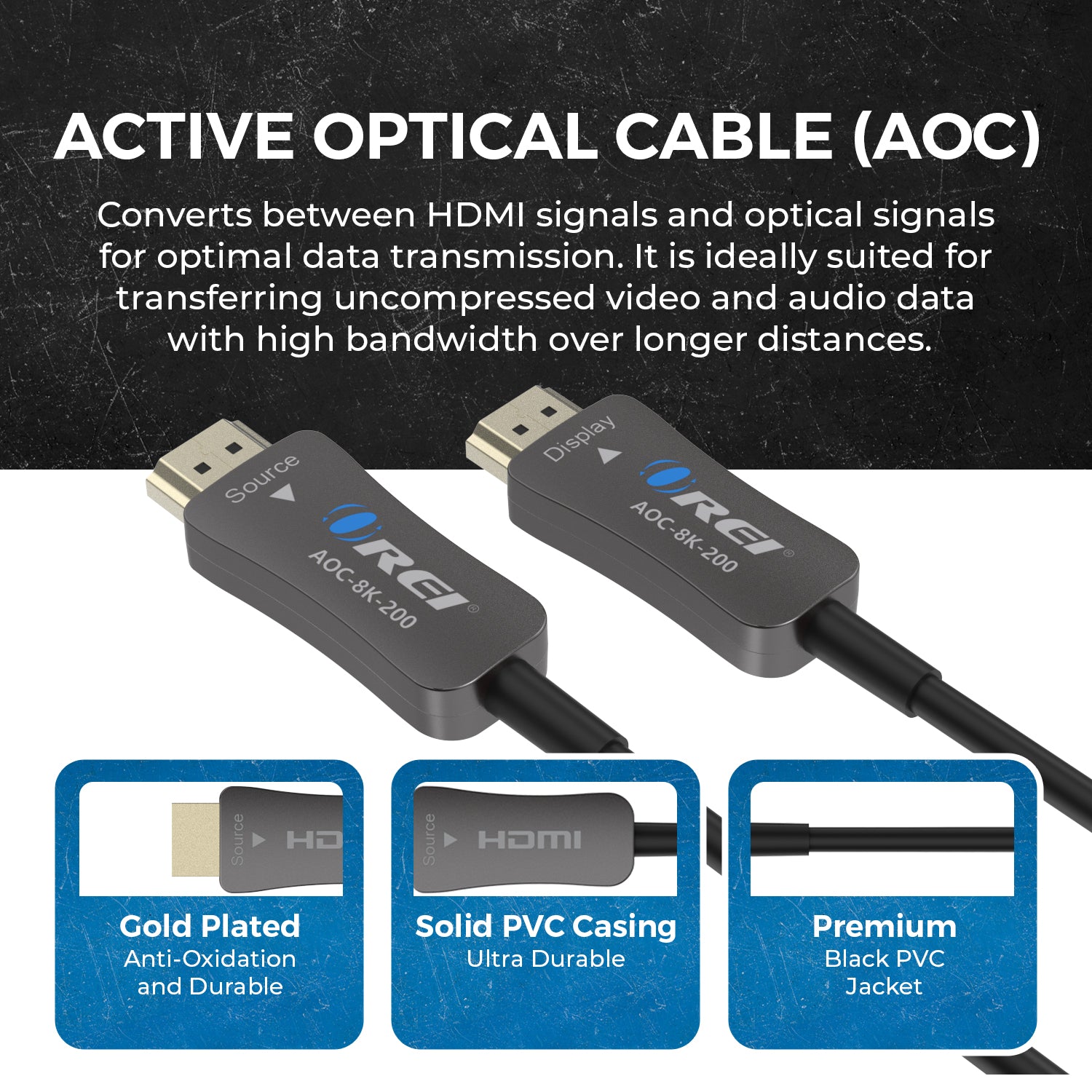 200ft HDMI™ AOC Hybrid Fiber Optic Cable UHD 8K60 (AOC-8K-200