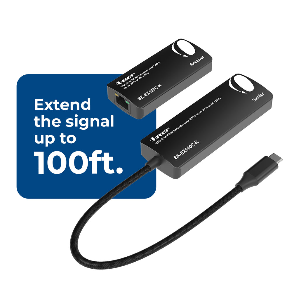 4K@120hz USB-C to HDMI™ Extender - 100ft (cat6)-BK-EX100C-K
