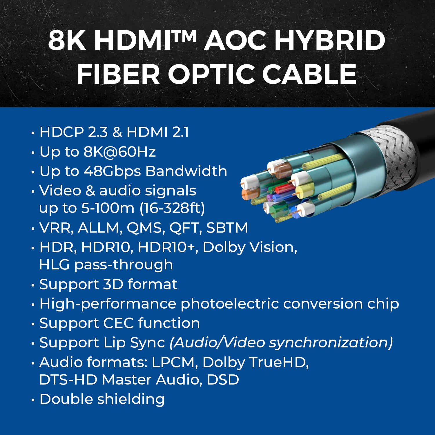 200ft HDMI™ AOC Hybrid Fiber Optic Cable UHD 8K60 (AOC-8K-200