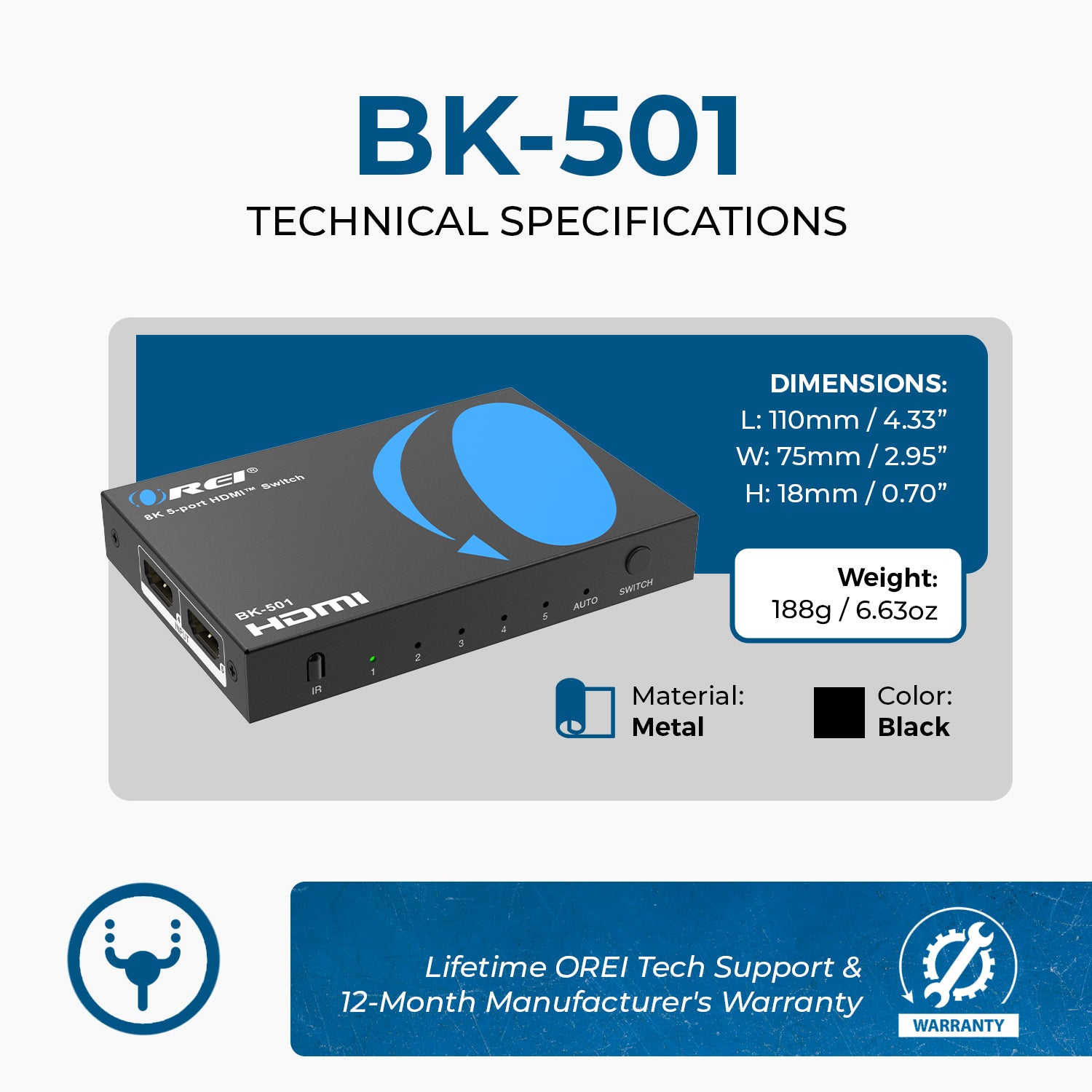 4K@60Hz 5-port HDMI Switch - Thumbnail 3