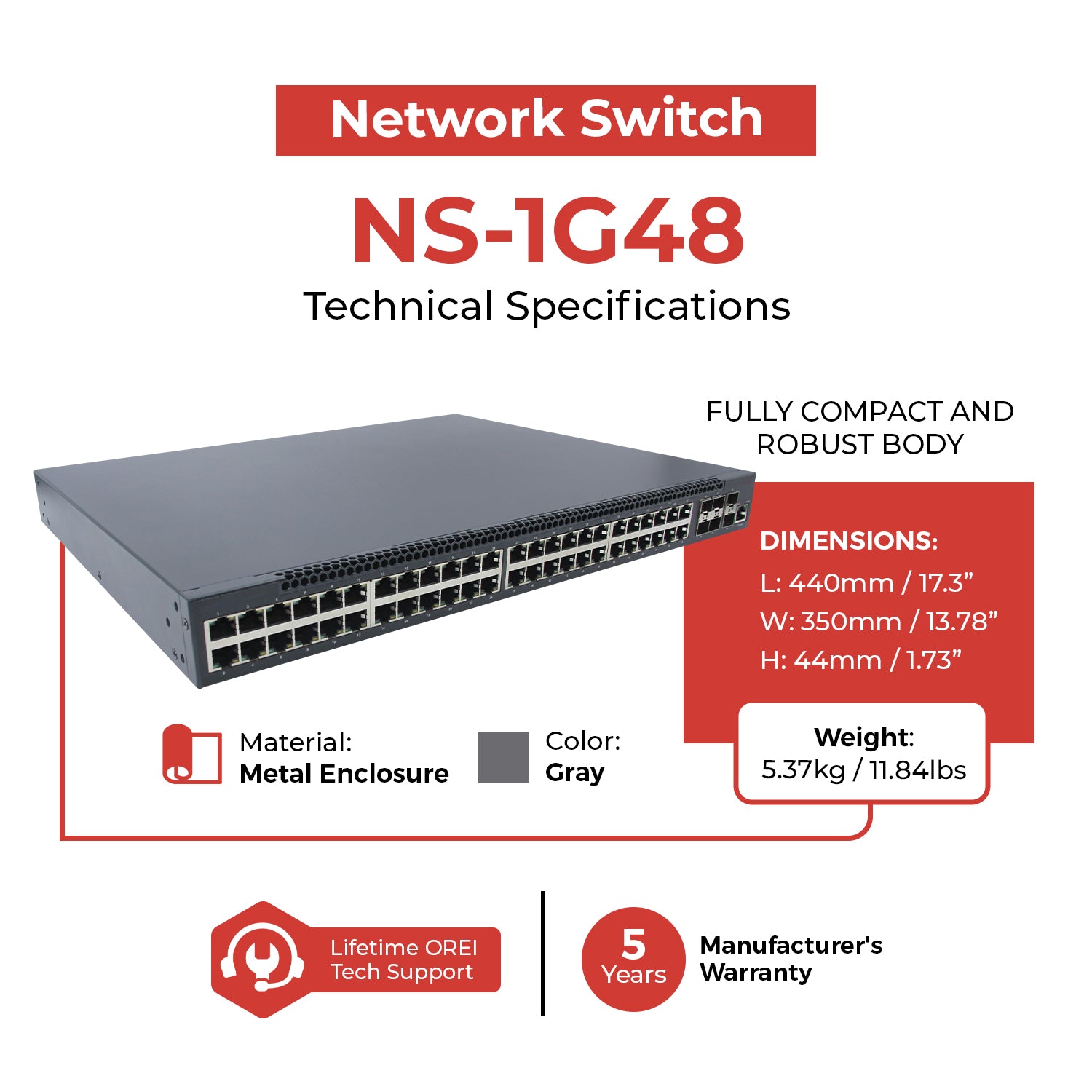 ToVi 48-Port Gigabit PoE Switch w/ 6×10G SFP+ Uplink - Thumbnail 3