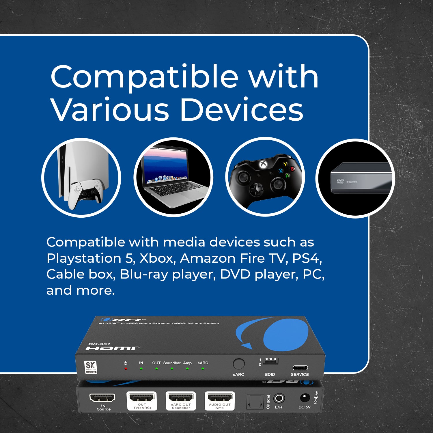 OREI eARC 8K audio-extractor voor monitoren, extractor Dolby Atmos, om OREI eARC 8K audio-extractor voor monitoren, extractor Dolby Atmos, om