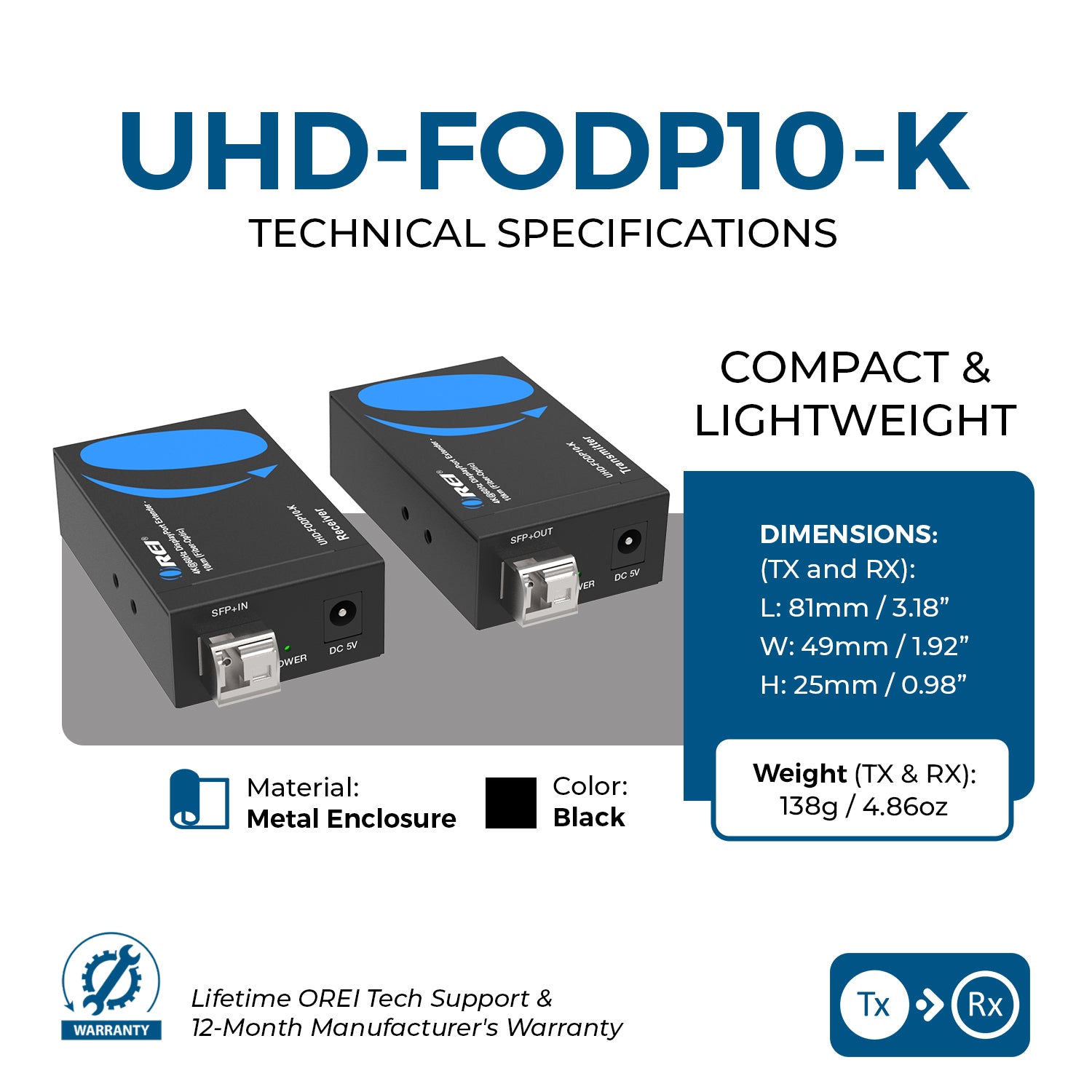 4K@60Hz DP Extender 10km Fiber Optic - Thumbnail 3