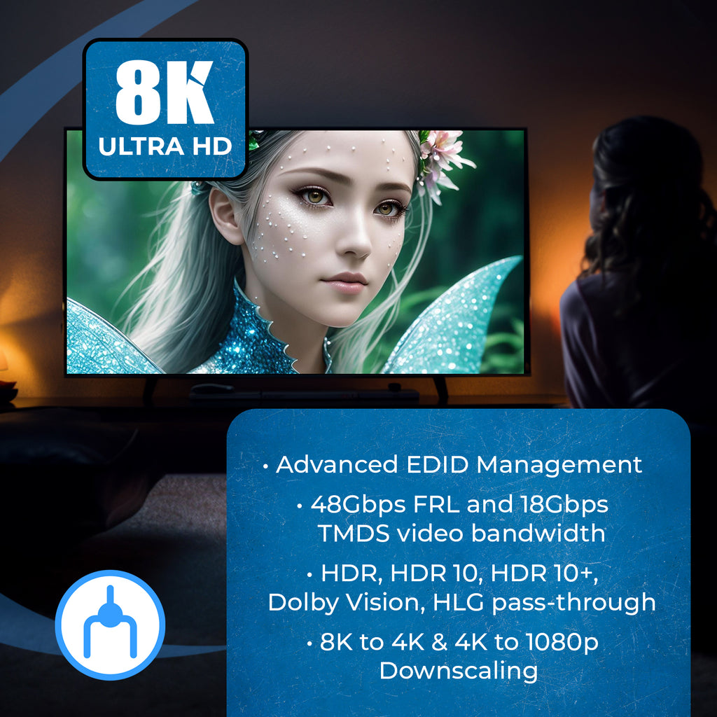 8K 1x4 HDMI™ Splitter (Downscaler)-BK-104