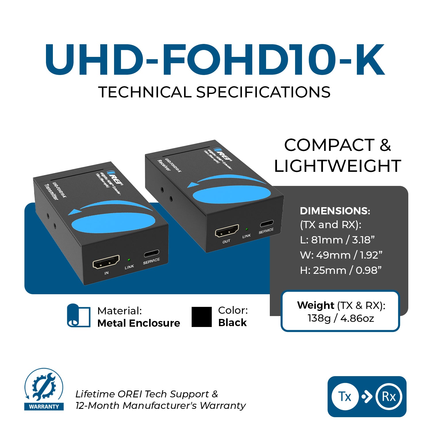 OREI 4K@60Hz HDMI Extender 10km Fiber-Optic - Thumbnail 4