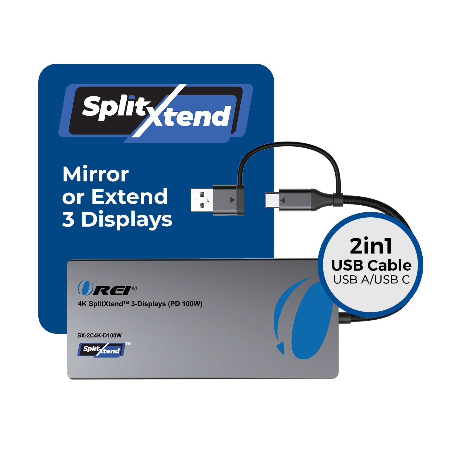 OREI 4K SplitXtend 3-Displays (PD 100W) - Thumbnail 3