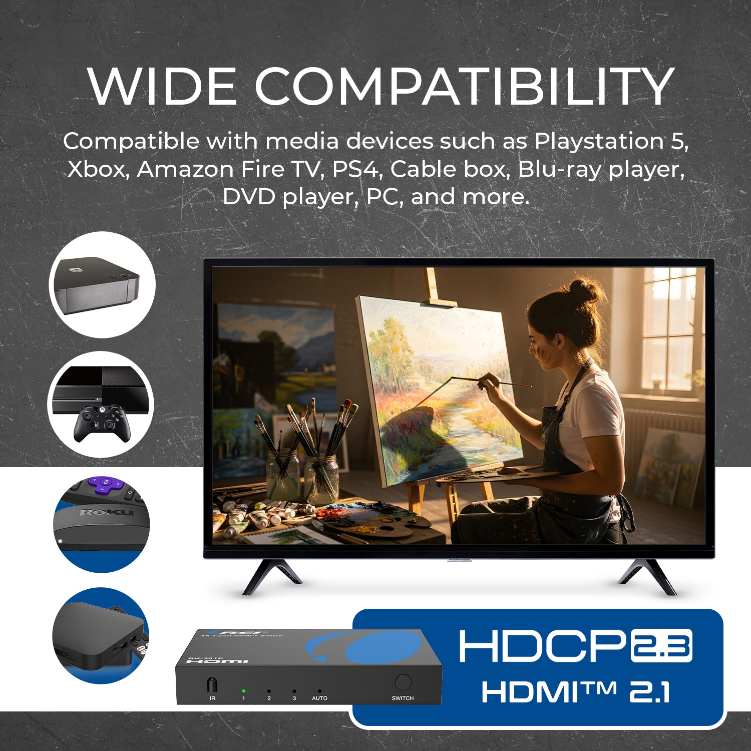 8K 3-port HDMI™ Switch (BK-301P) – OREI.COM
