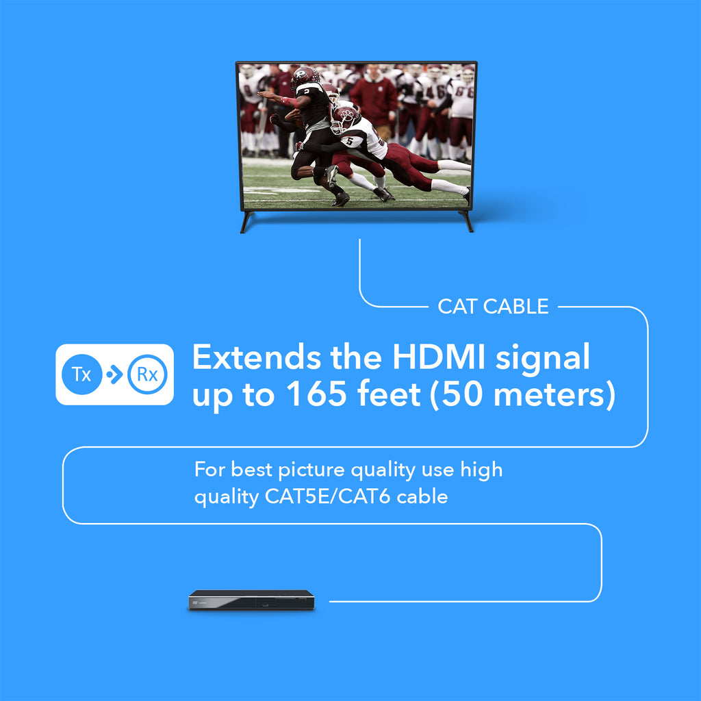 4K@30hz HDMI™ Extender (Loop, IR) - 130ft (cat6)-EX-165C+