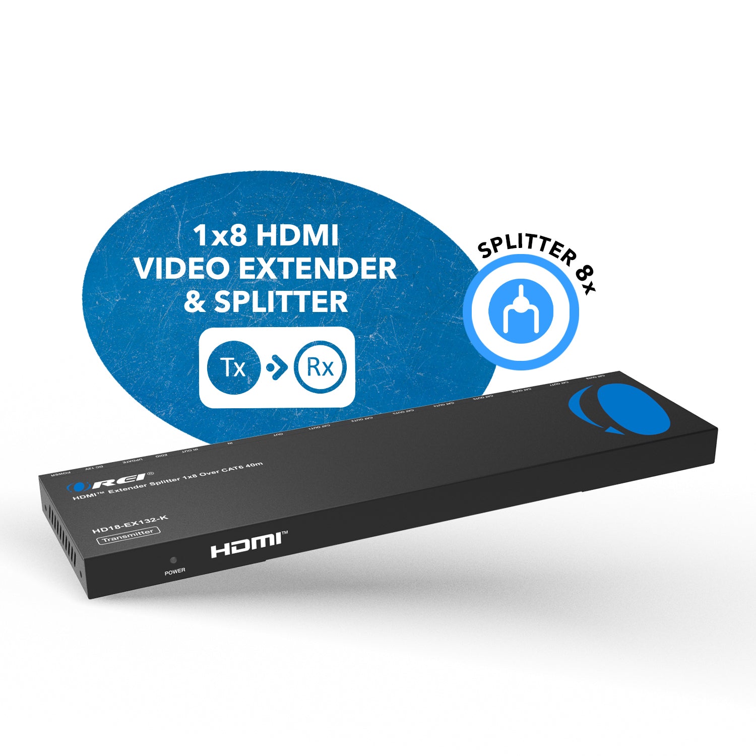 4K@30Hz 1x8 HDMI™ Extender Splitter (Loop) - 132ft (cat6) (HD18