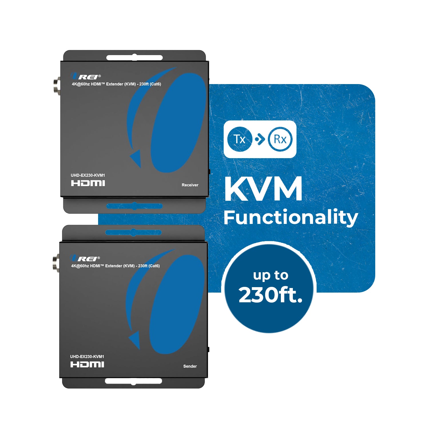 4K@60hz HDMI™ Extender (KVM) - 230ft (Cat6) (UHD-EX230-KVM1
