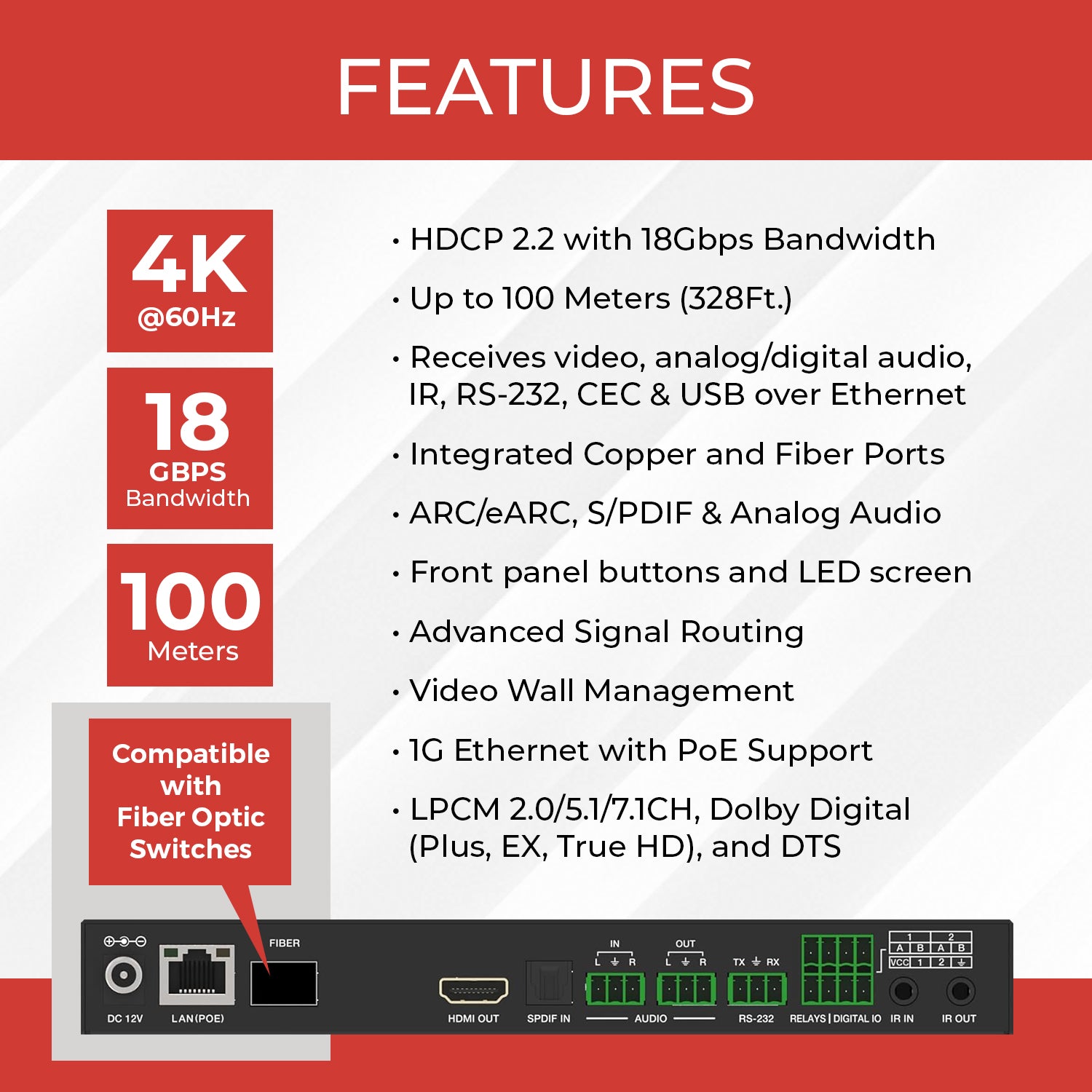 X4 4K Decoder (Video Wall, KVM, eARC) - X4UH-KVM-ERX – OREI.COM