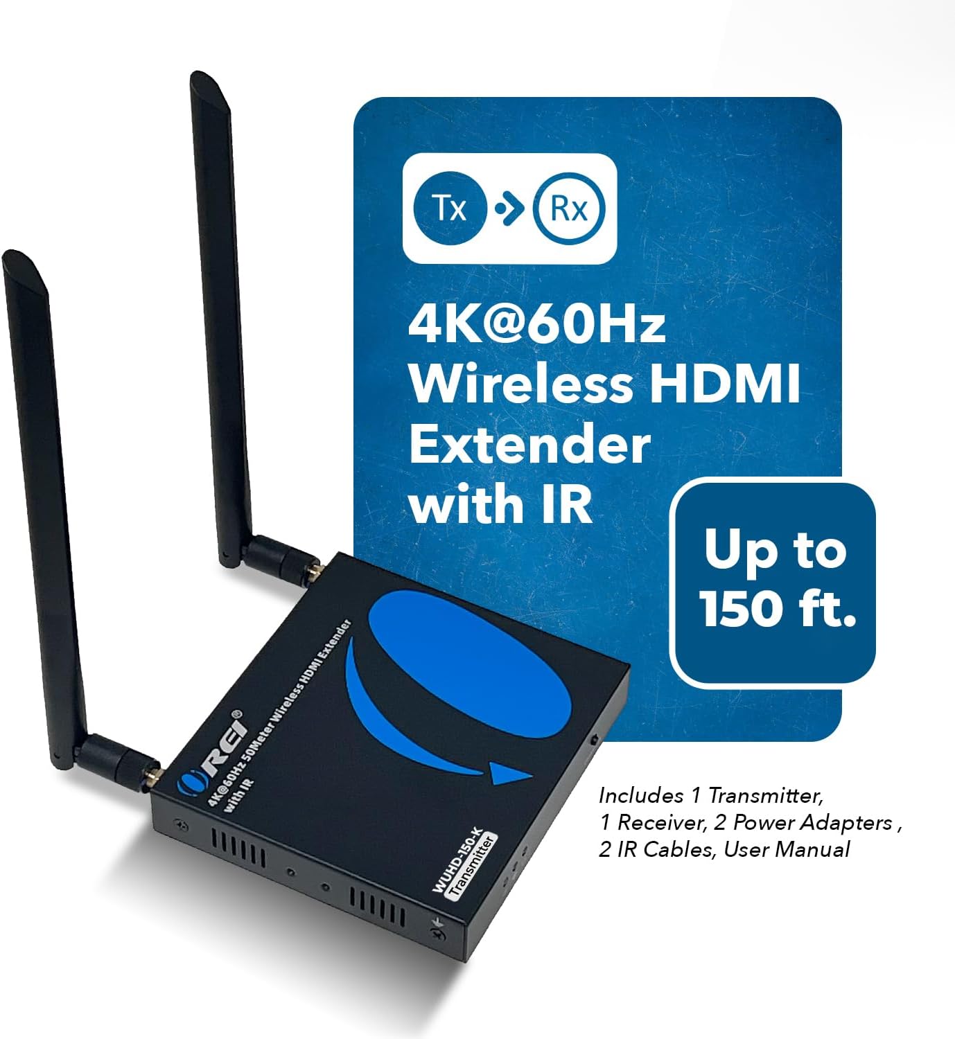 4K@60Hz Wireless HDMI™ Extender (Loop, IR) - 165ft (WUHD-150-K