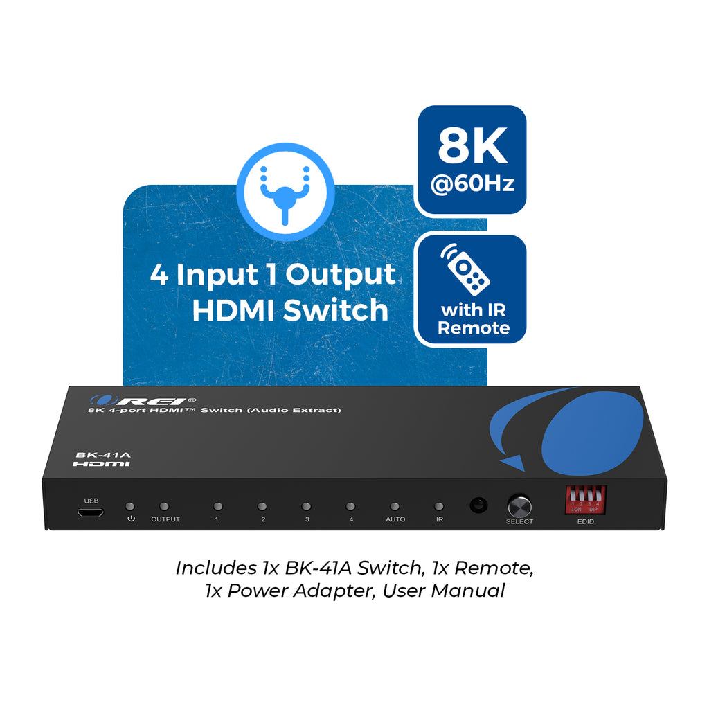 8K 4-port HDMI™ Switch (Audio Extract) (BK-41A)