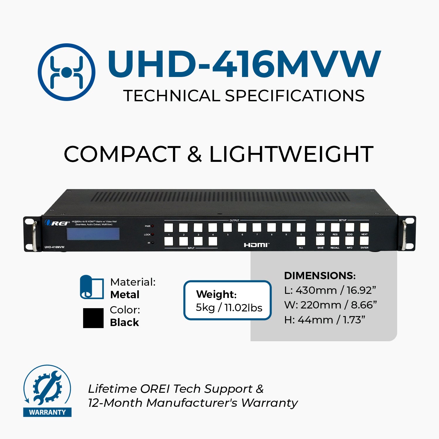 OREI UHD-416MVW 4x16 HDMI Matrix with Video Wall - Thumbnail 3