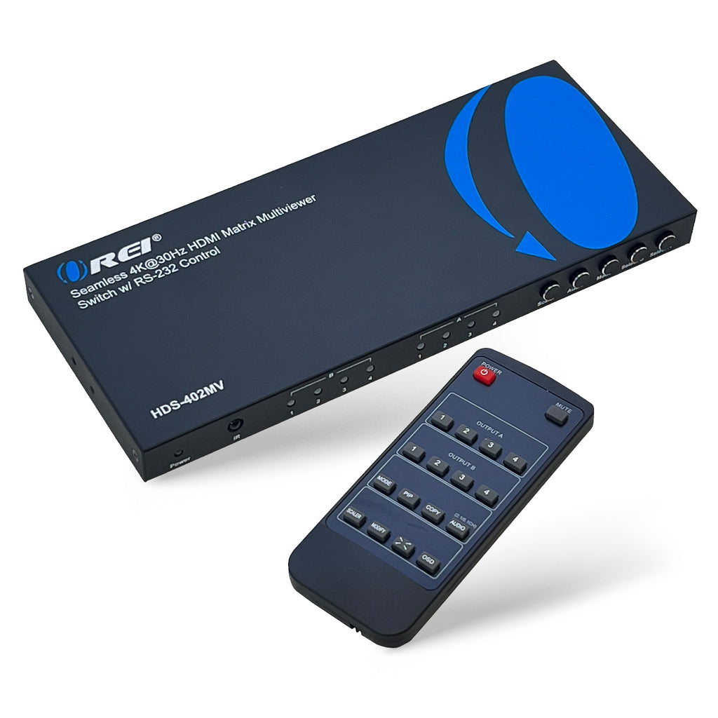 4K@30Hz HDMI Matrix Multiviewer Switch w/ RS-232 Control (HDS-402MV)