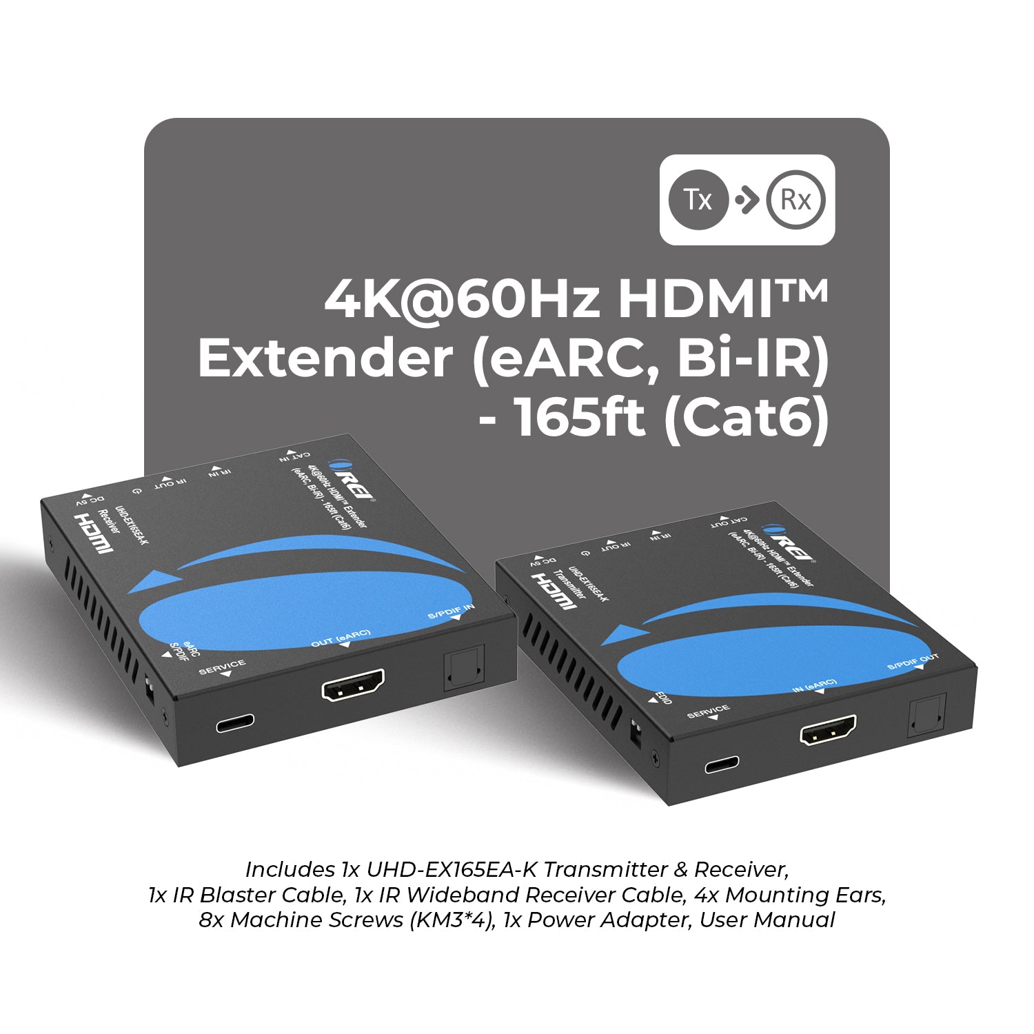 I・O DATA HDCZ-UTL/E,HVT-4KBC 4K@60hz HDMI™ Extender (Loop, IR) - 165ft (cat6) - UHD-EX165EA-K