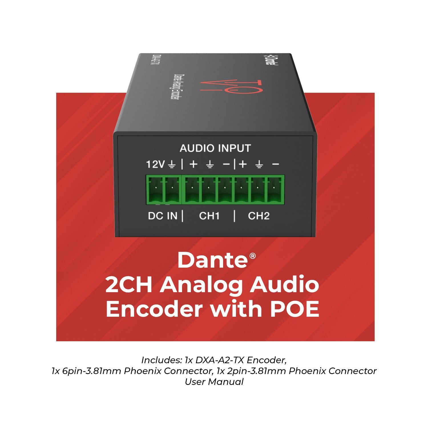 Dante 2CH Analog Audio Encoder with POE - (DXA-A2-TX) – OREI.COM