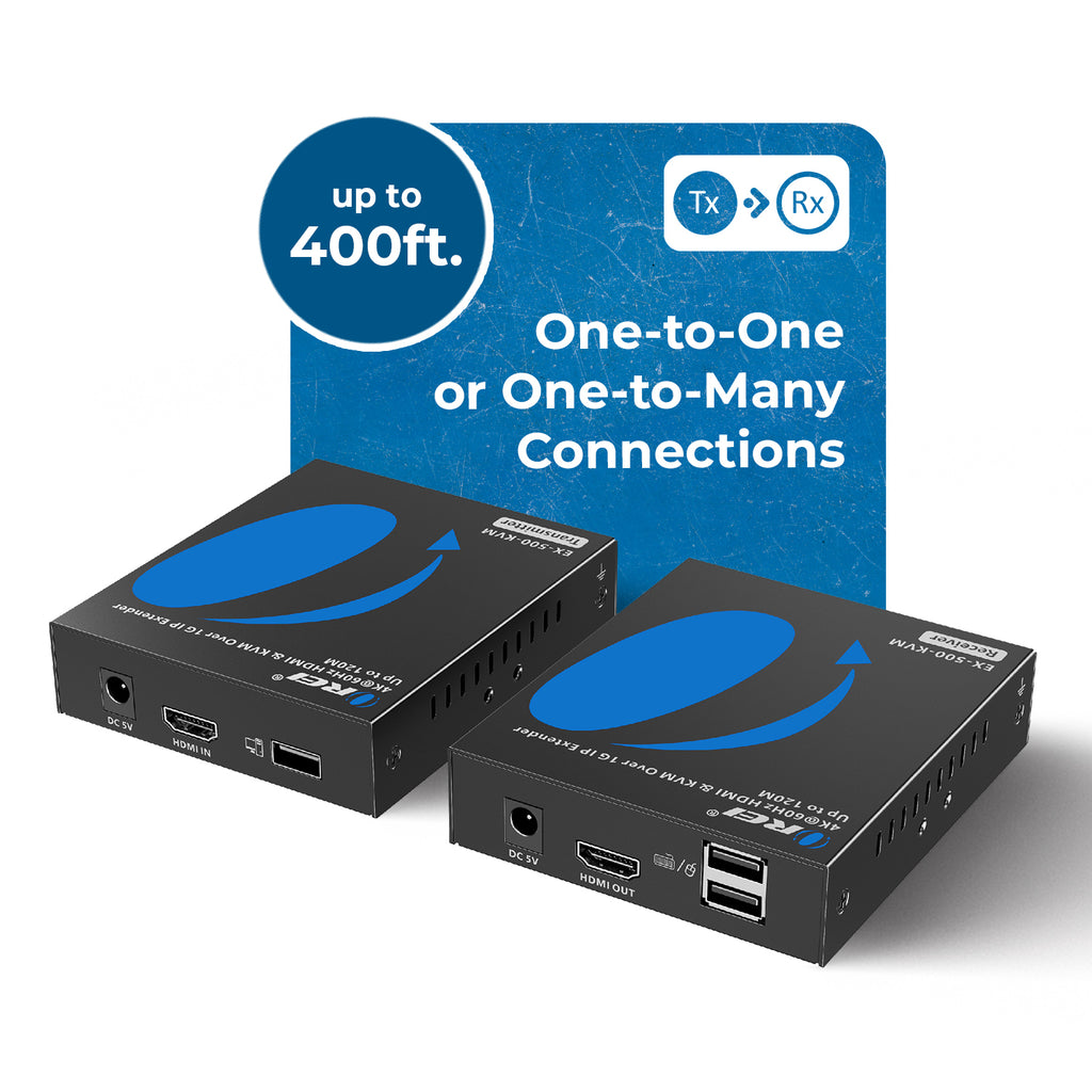 4K HDMI™ Extender (Over 1G IP, KVM) - 500ft (Cat6) (EX-500-KVM)