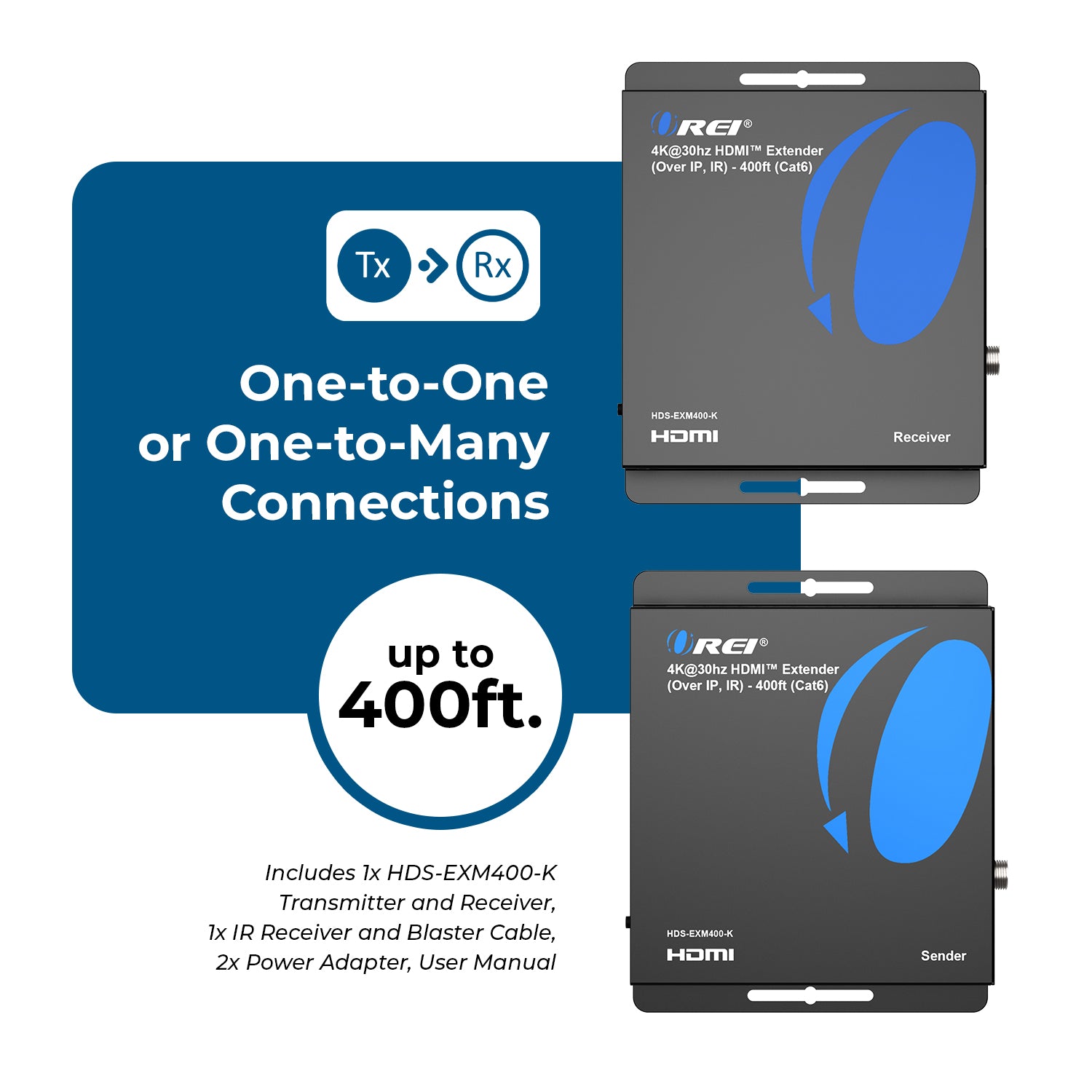 OREI HDS-EXM400-K HDMI Extender Over IP - Thumbnail 4