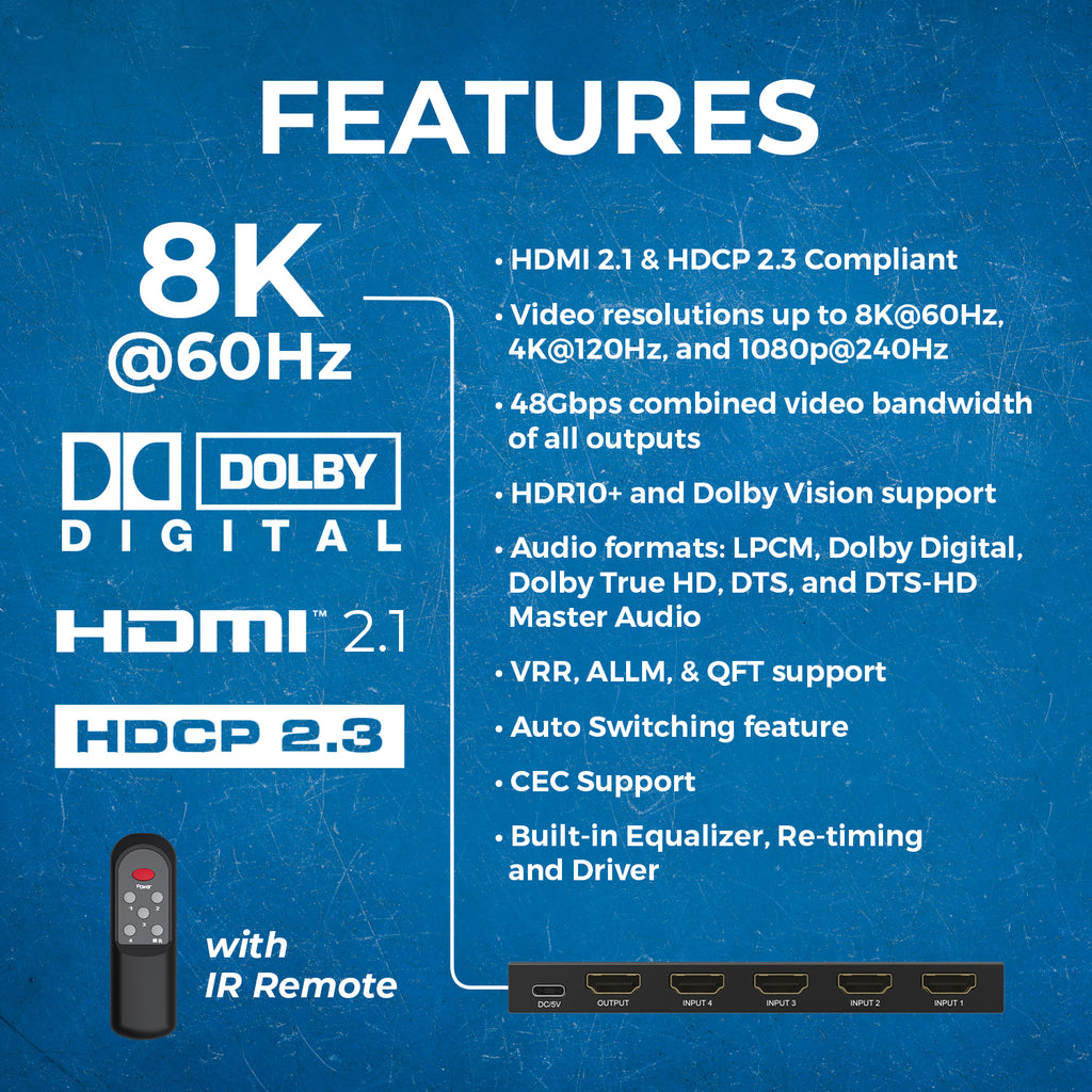 8K 4-port HDMI™ Switch-BK-401S